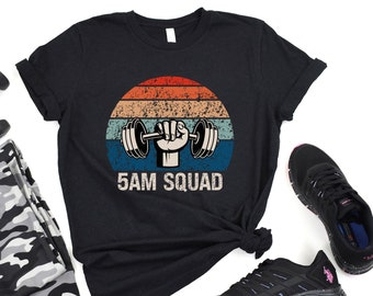 5am Workout Squad Shirt, 5am camiseta Crew, Unisex 5am Club, Five in the Morning, Fitness Gym Exercise Tee, Workout Top Rise y Grind Lifting