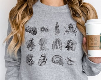 Human Anatomy Sweatshirt, Gift For Nursing Students, Vintage Anatomical Shirt, Science Gift, Anatomical Heart, Vulture Culture, Medical