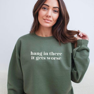 T-shirt pour homme « Hang in There It Gets Worse Sarcastic Existential Dread », Gris, T-Petit T-shirt pour homme « Hang in There It Gets Worse Sarcastic Existential Dread », Gris, T-Petit