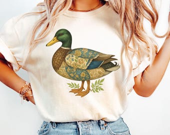 Retro Mallard Duck Shirt, Comfort Colors Patchwork Vintage Duck Graphic Tee, 90s Waterfowl T-shirt, Wildlife Naturecore Hunting tshirt