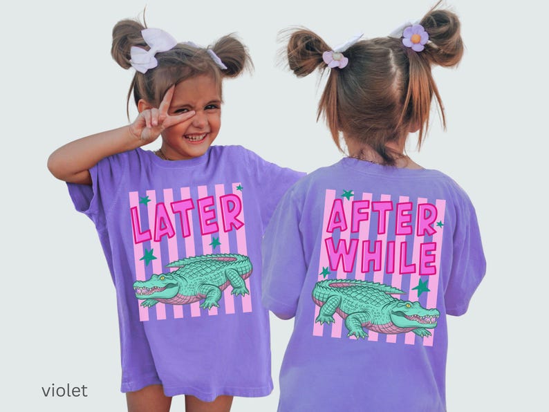 Camiseta con estampado de cocodrilo "Later Gator After A While", Comfort Colors®, camiseta divertida para niños, camiseta gráfica linda para adolescentes, camiseta de verano a la moda. imagen 10