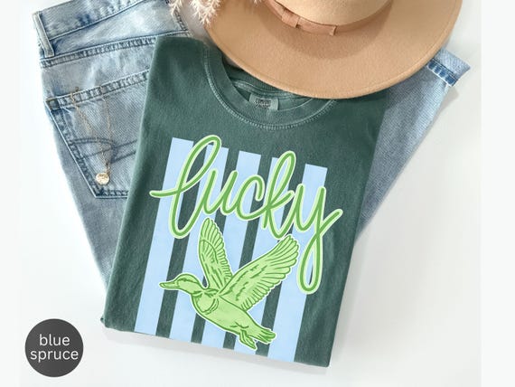 Lucky Duck Shirt, Comfort Colors Preppy Coastal Lake Life t-shirt, Trendy Beach Shirt, Vacation Vibes Tee, Neon Funny Sayings Tshirt