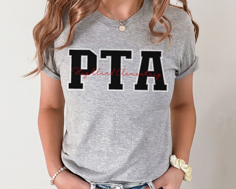 Pta Lettering PTO Crew Shirt, Custom Parent Teacher Organization Tshirts, PTO Board ...