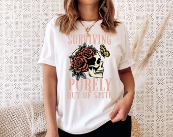 Maglie Con Scritte Divertenti Uomo Surviving Purely Out Of Spite" Shirt Hardcore Shirt - Foto 10