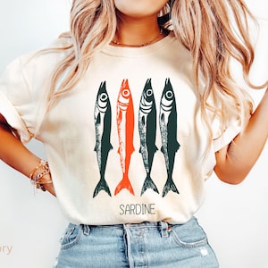 Sardines Shirt, Tinned Fish, Beach Summer Clothing, Sea Life Tee, Coastal Aesthetic, Comfort Colors Fishing Lover Gift, Fisherman T-shirt