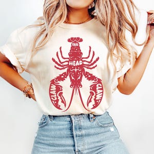 Lobster t shirt, Rock Lobster Cuts of Meat Summer Shirt, Comfort Colors Nautical Fisherman Aesthetic, Maine Lobster t-shirt, Ocean Animals