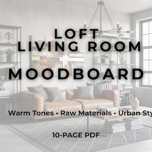 Set of 10 mood boards for a loft-style living room | Industrial interiors | Inspiration boards | Digital files