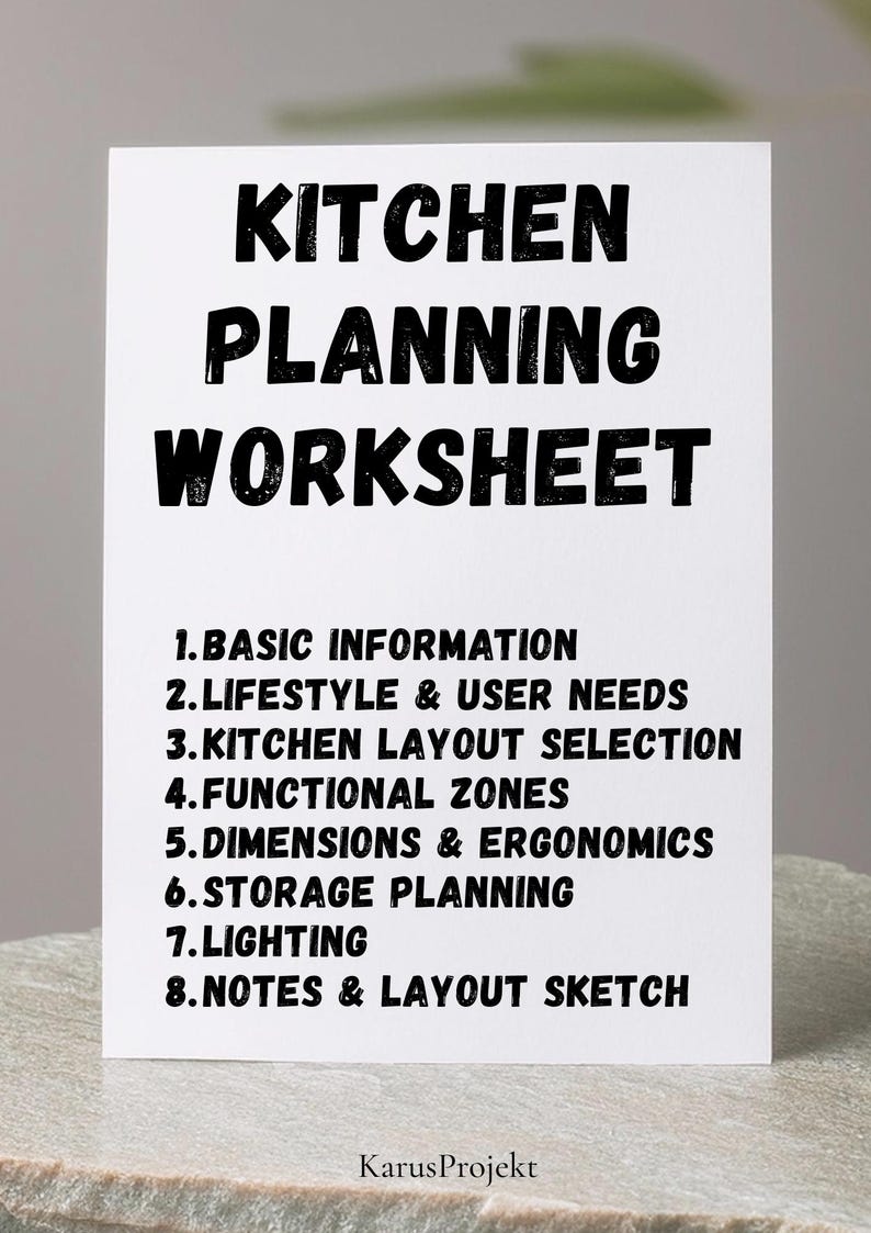 Kitchen Layout Pdf Kitchen Design Guide, Kitchen Layout Planner, Interior Design Workbook ...