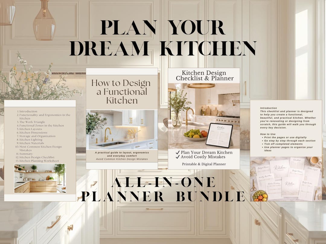 Kitchen Planner Bundle, Kitchen Design Checklist, Kitchen Renovation ...