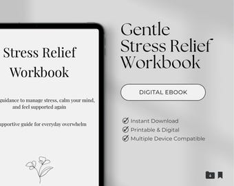 Stress Relief Workbook | Printable Self Care Journal | Calm Anxiety Planner | Digital Mental Health Workbook