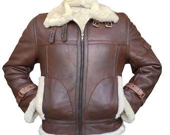 Men's RAF B-3 Aviator Jacket | Genuine Shearling Fur, Leather Flying Coat