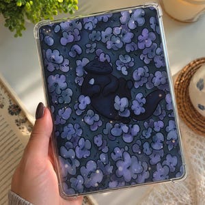 Black Cat Kindle Insert PNG, Cozy Floral Kindle Skin, Cute Cat E-Reader, Digital Download, Book Lover Kindle Decor, Instant Download