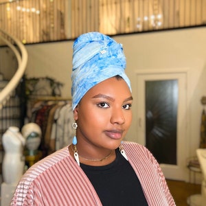 Clouds Tie Dye Jersey Hijab Scarf: Lightweight Slip-On Head Covering