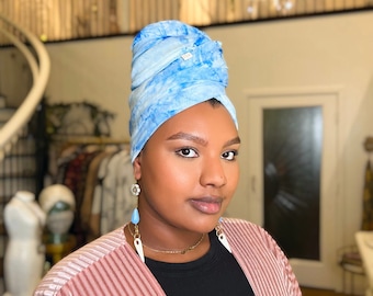 Clouds Tie Dye Jersey Hijab Scarf: Lightweight Slip-On Head Covering
