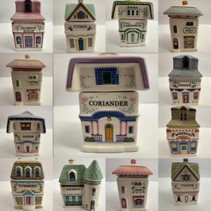 Casa de Vila das Especiarias Feita à Mão – Cerâmica – Unidade ou Conjunto (15 variantes)