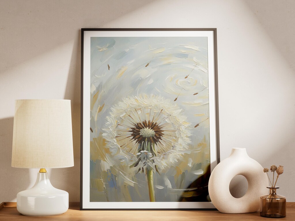 Poster Tela Ispirazionale Dandelion 'Accept What Is' 61x91cm - Stampa Giclée Vintage Per Arredo Salotto