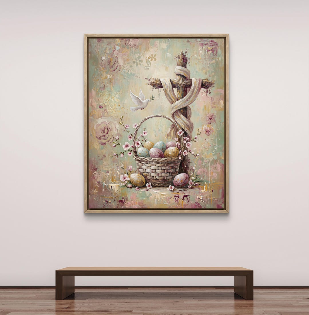 Christian Easter Wall Art | Catholic Easter Decor | Cross and Dove Wall ...