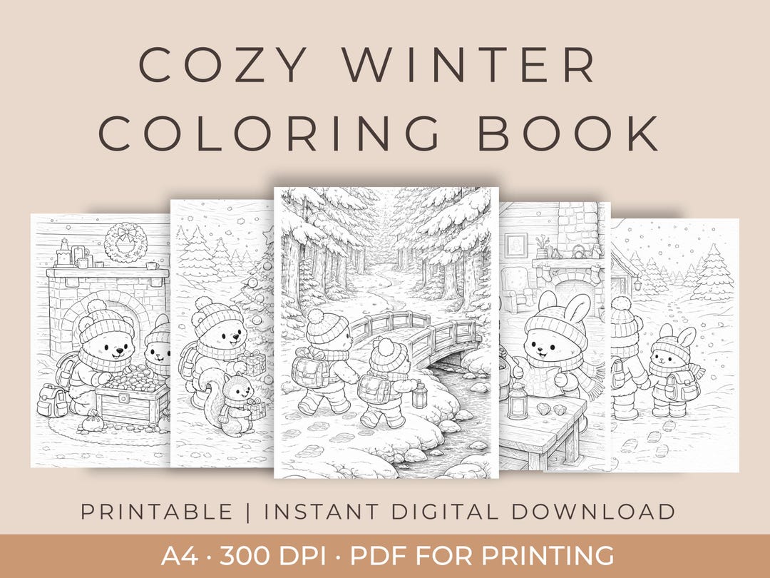 Cozy Winter Coloring Book Printable PDF | Storybook Adventure for Kids ...