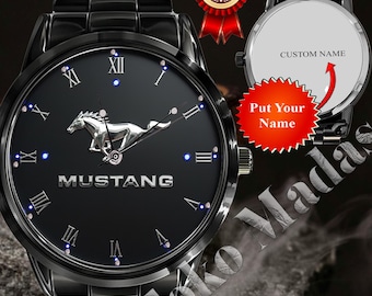 Montre-bracelet en métal avec logo exclusif Ford mustang, boîte offerte