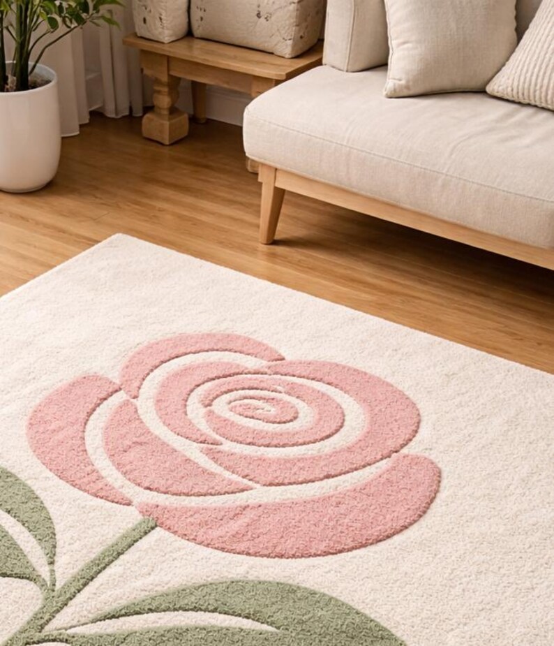 Rose Design Hand Tufted Carpet - Etsy