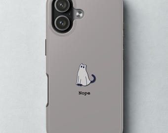 Ghost Cat Phone Case | Minimalist Illustration, Subtle Humor, Introvert gift
