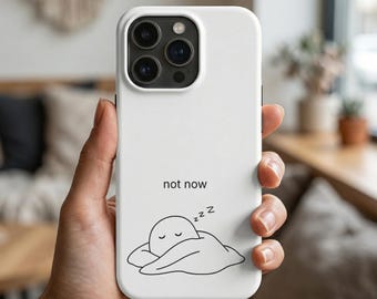 Sleeping Blob Illustration Phone Case | Minimalist Introvert Design, Not Now Caption, Social Anxiety Gift
