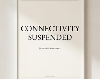 Introvert Wall Art Print | Connectivity Suspended Minimalist Poster, Digital Download, Gift for Quiet Person