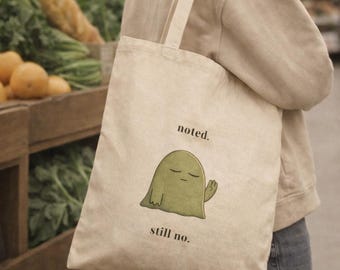 Introvert Tote Bag | Funny Ghost Illustration, Minimalist Canvas Shoulder Bag