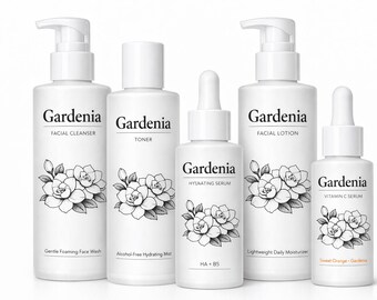 Gardenia Skincare Set | Floral Facial Cleanser, Toner, Serum, Lotion