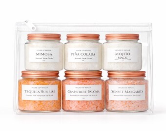 Set of 6 Cabana Sugar & Himalayan Salt Scrub Set | Travel Spa Gift
