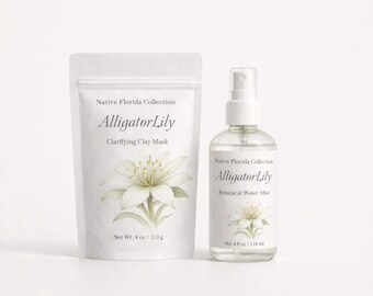 Native Florida Collection Alligator Lily Clay Mask & Lily Botanical water Set by Jupiter Apothecary