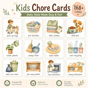Daily Routine Cards Visual Schedule Toddler Routine Chart for Kids Chore Chart Daily Rhythm Checklist ,Chore Chart for Kids,168 Cards