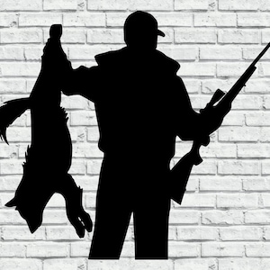 Hunter with Coyote DXF/SVG/JPG files for display and cnc cutting