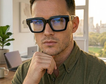 Stora fyrkantiga glasögon med platta bågar, överdimensionerade fyrkantiga glasögon med blått ljus, eleganta datorglasögon i acetat