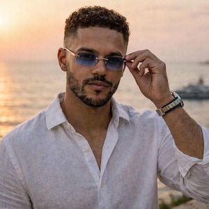 Gafas de sol rectangulares sin montura - Gafas de sol unisex de verano cuadradas pequeñas