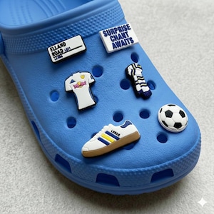 Leeds Football Shoe Charms | White Yellow Blue Clog Pins | Yorkshire Inspired Sport Deco