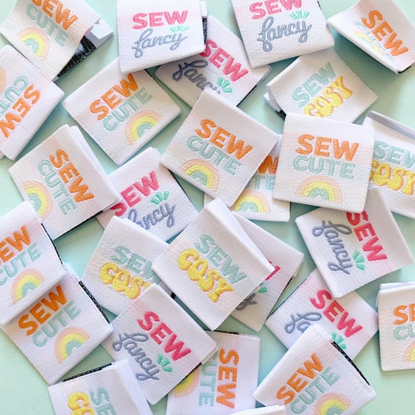 X6 Original Paige Joanna Woven Clothing Labels | Mini 'Sew Awesome' Text Collection