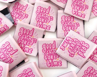 X6 Original Paige Joanna Woven Clothing Labels | Good Things Take Time Design