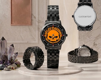 Reloj Harley-Davidson con calavera amarilla, reloj de pulsera para automovilismo - Regalo