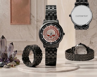 Harley-Davidson Motorcycle Skull Red Watch, Automotive Timepiece - Gift Wristwatch