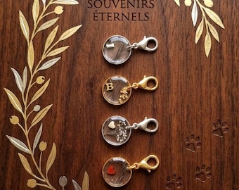 Charm souvenir personnalisé avec cheveux, poils, crins, bijou commémoratif résine, bijoux