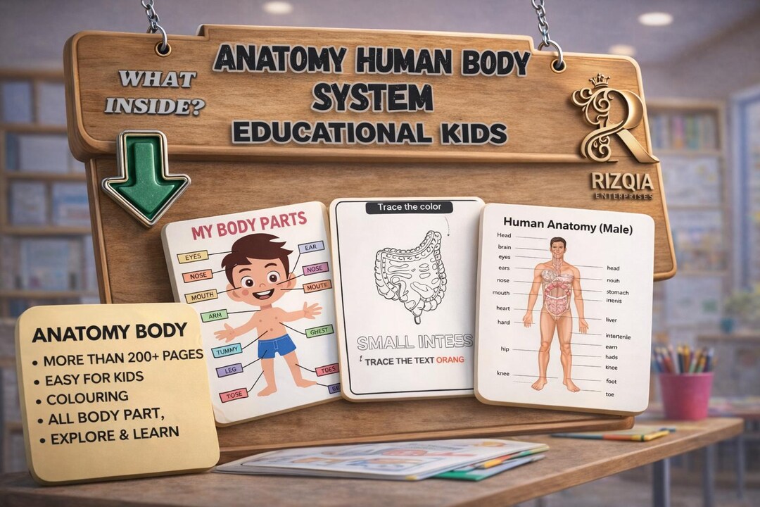 Kids Anatomy Educational Printable | Human Body Parts Learning Chart ...