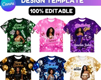 Birthday 3D T Shirt Design Bundle | Editable Canva Birthday Shirt Templates | Custom Photo T Shirt Designs | DTF & Sublimation