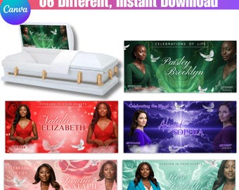 06 Casket Panel Canva Template, Editable Memorial Panel Template, Celebration of Life, Memorial Tribute, Funeral Keepsake, Digital Download