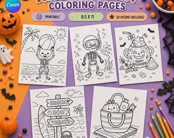 Halloween Coloring Pages Book, Printable Halloween Coloring Pages, Kids Halloween Coloring Book, Cute Halloween Activity Pages,Halloween PDF