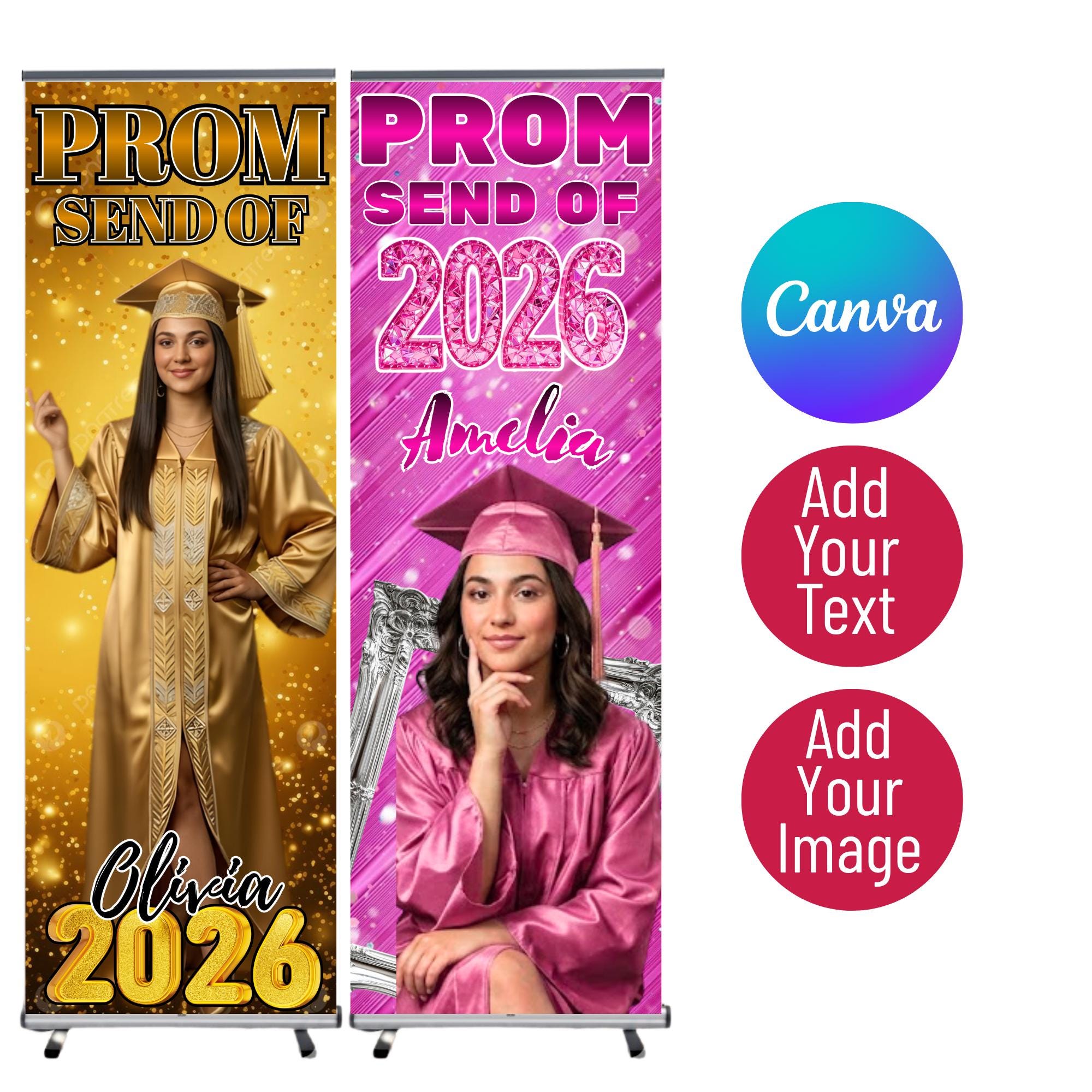 Send Off Program Banner Prom Send off Banner Template Canva Editable, Class of 2026 Prom Banner ...