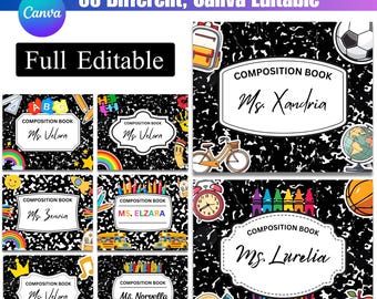 編集可能な教師用マウスパッドテンプレートバンドル、作文ノートデザイン（デジタルダウンロード）