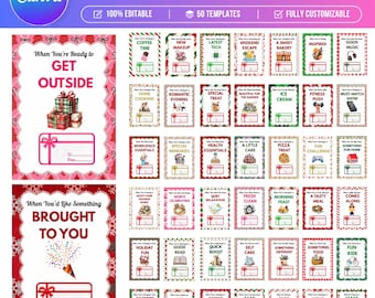 50 Christmas Gift Card Book, Editable Canva Gift Card Holder Template, Printable Christmas Gift Card Album, Holiday Gift Voucher Pages