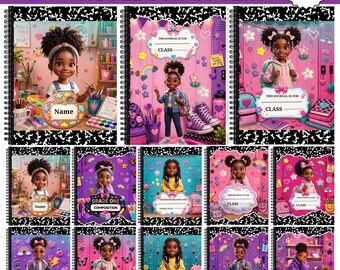 Composition Notebook Cover Bundle, Editable Canva Composition Book Covers, Printable School Notebook Templates, Cute Kids Journal Covers