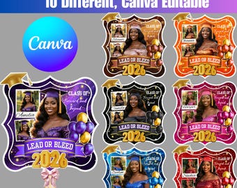 編集可能な卒業式用扇子テンプレート10選、2026年度卒業式用Canvaテンプレート、卒業記念写真用扇子デザイン、卒業パーティー用カスタムパドル、デジタルダウンロード